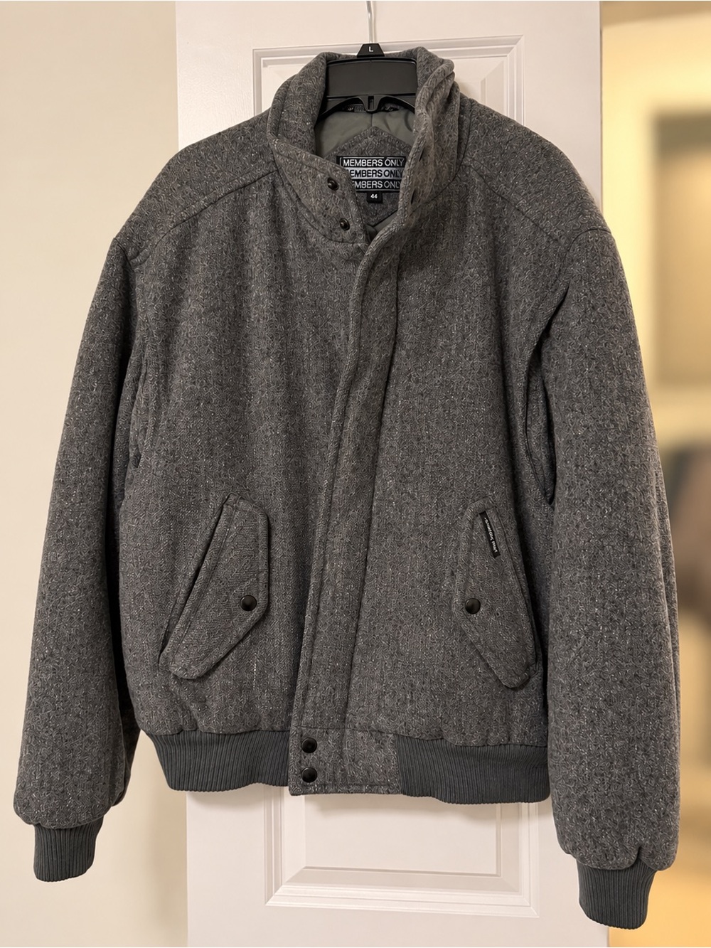 Members Only Gray Wool-Blend Bomber Jacket